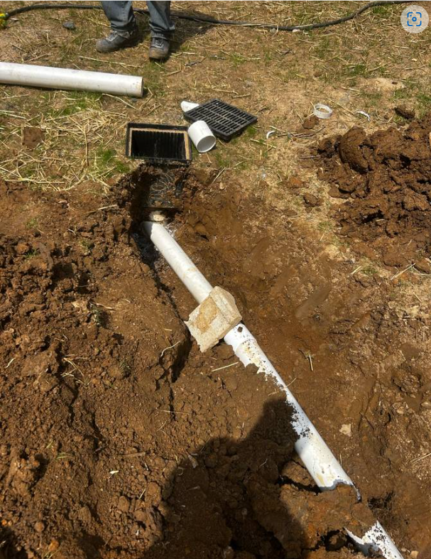 Storm drain piping installed for property water management